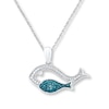 Fish Necklace 1/20 ct tw Blue Diamonds Sterling Silver 18"