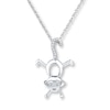 Thumbnail Image 1 of Diamond Monkey Necklace Sterling Silver 18&quot;