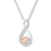 Paw Print Necklace 1/20 ct tw Sterling Silver & 10K Rose Gold 18"