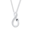 Pet Love Paw Print Necklace Black & White Diamond Sterling Silver 18"