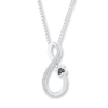 Thumbnail Image 1 of Pet Love Paw Print Necklace Black & White Diamond Sterling Silver 18&quot;
