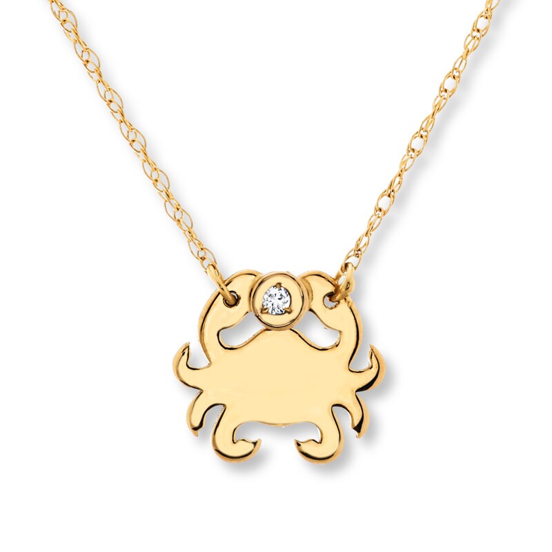 Main Image 1 of Petite Crab Necklace Diamond Accent 14K Yellow Gold