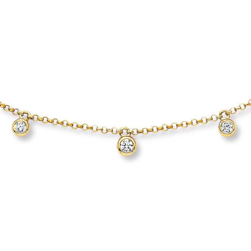 Main Image 1 of Diamond Choker Necklace 1/6 Carat tw 10K Yellow Gold 12&quot;