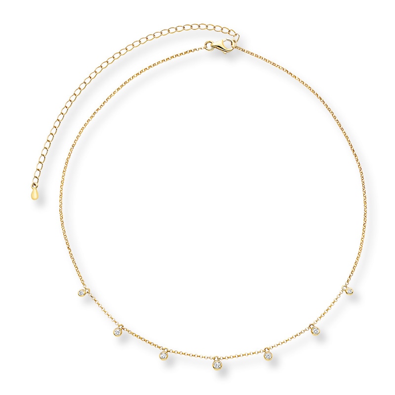 Main Image 2 of Diamond Choker Necklace 1/6 Carat tw 10K Yellow Gold 12&quot;