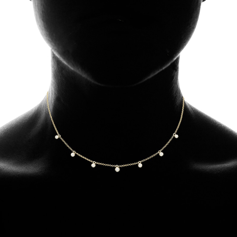 Main Image 4 of Diamond Choker Necklace 1/6 Carat tw 10K Yellow Gold 12&quot;