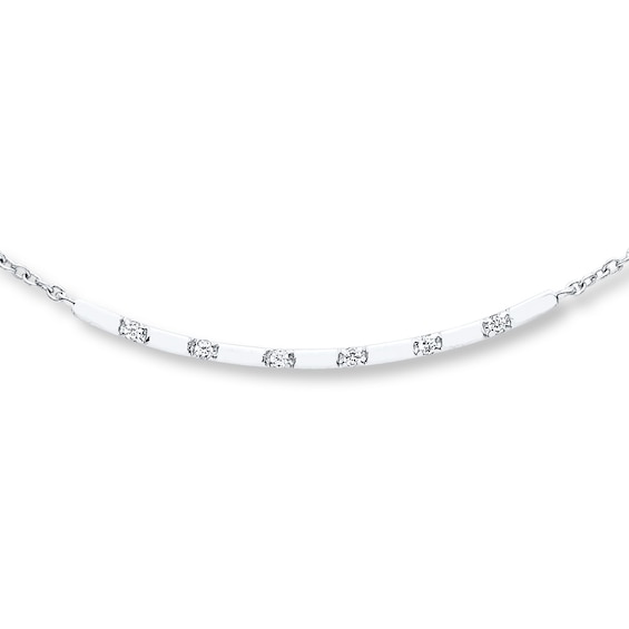 Diamond Choker Necklace 1/20 Carat tw Sterling Silver 12"
