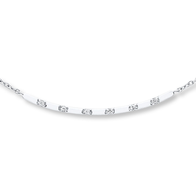 Diamond Choker Necklace 1/20 Carat tw Sterling Silver 12"