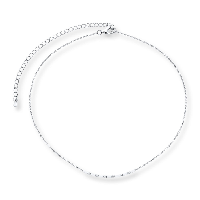 Diamond Choker Necklace 1/20 Carat tw Sterling Silver 12"
