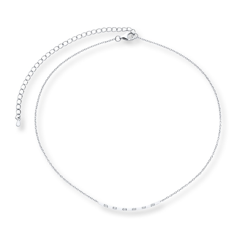 Main Image 2 of Diamond Choker Necklace 1/20 Carat tw Sterling Silver 12&quot;