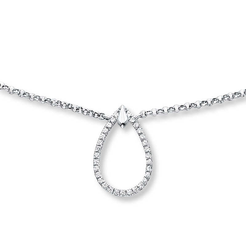 Main Image 1 of Diamond Teardrop Choker Necklace 1/15 Carat tw Sterling Silver 12&quot;