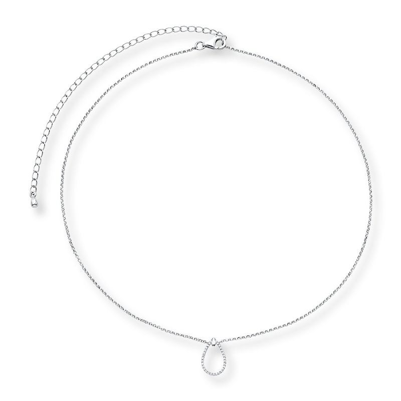 Main Image 2 of Diamond Teardrop Choker Necklace 1/15 Carat tw Sterling Silver 12&quot;