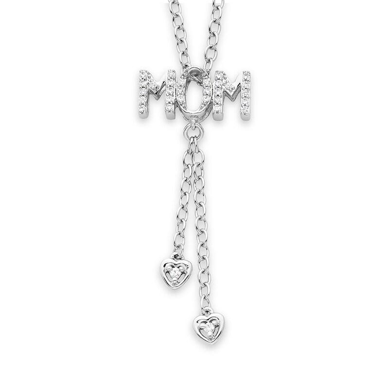 Mom Diamond Necklace 1/10 Carat tw Sterling Silver 18"