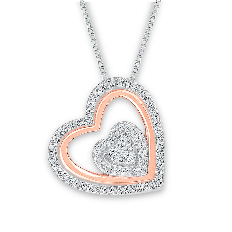 Diamond Convertibilities Necklace 1/5 cttw Sterling Silver & 10K Rose Gold 18"
