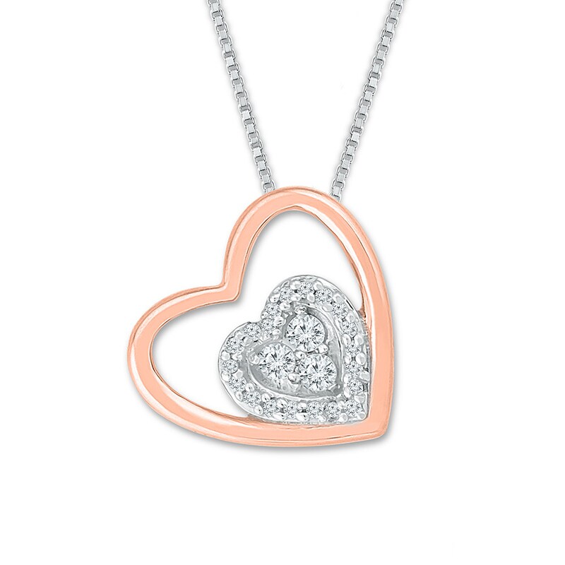 Diamond Convertibilities Necklace 1/5 cttw Sterling Silver & 10K Rose Gold 18"