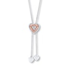 Heart Bolo Necklace 1/10 cttw Diamonds Sterling Silver & 10K Rose Gold 26"