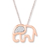 Elephant Necklace Diamond Accents 10K Rose Gold 18"