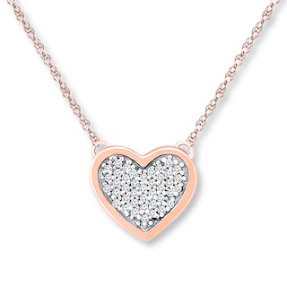 Heart Necklace 1/20 ct tw Diamonds 10K Rose Gold | Kay