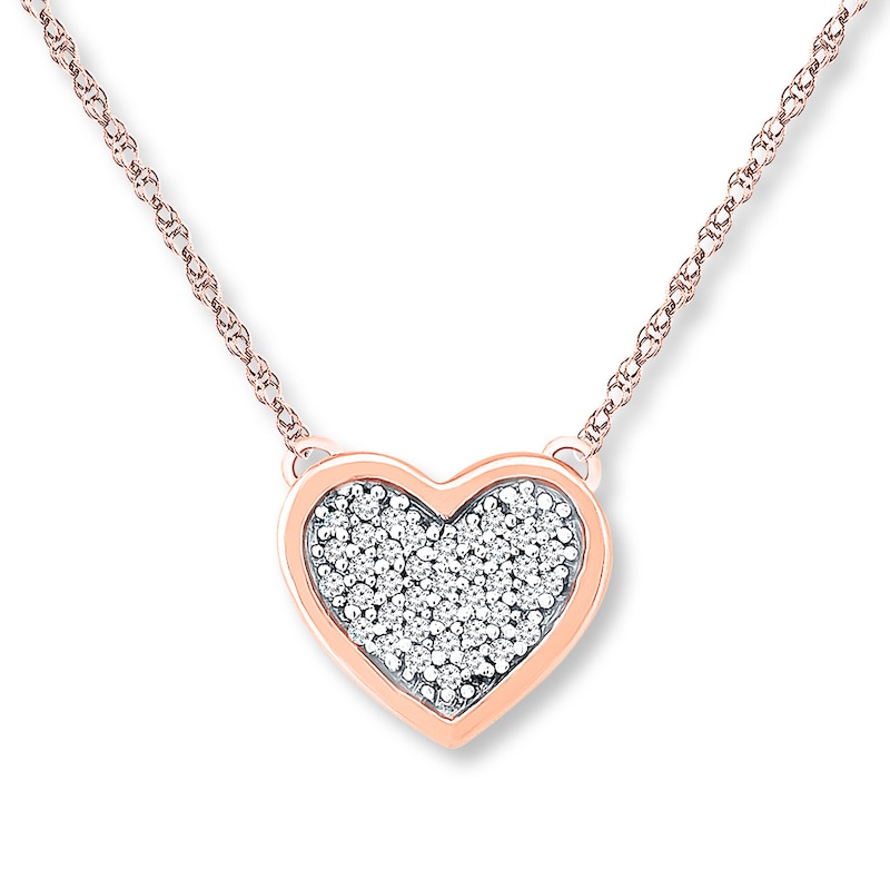 Heart Necklace 1/20 ct tw Diamonds 10K Rose Gold 18"