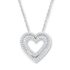 Heart Necklace 1/10 ct tw Diamonds 10K White Gold 18"