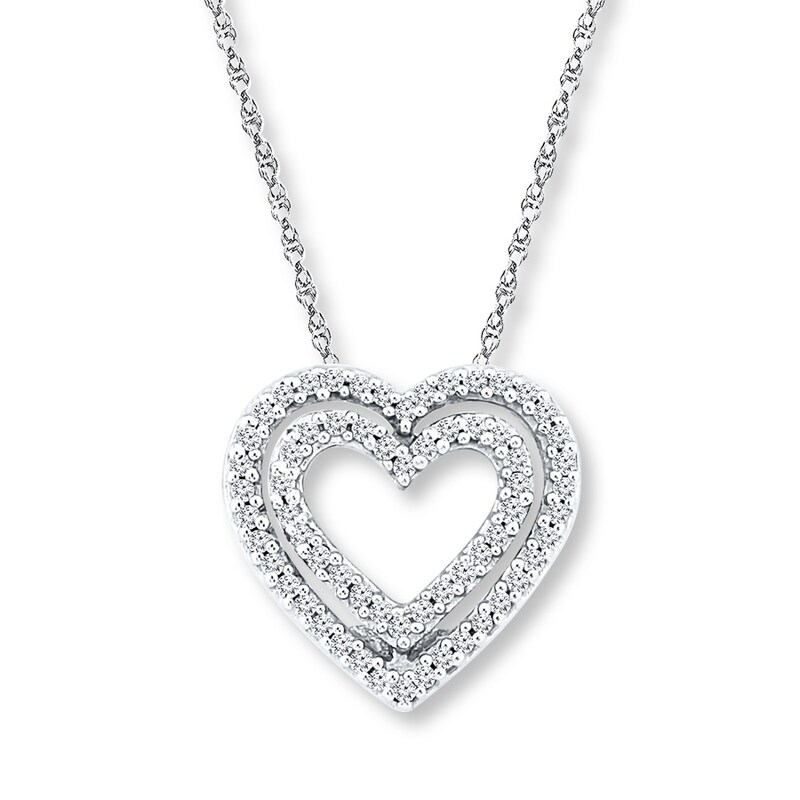 10kt White Gold Womens Round Diamond Heart Love Pendant 1/10 Cttw 10kt White Gold Womens Round Diamond Heart Love Pendant 1/10 Cttw