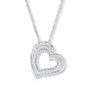 Heart Necklace 1/15 ct tw Diamonds 10K White Gold 18"