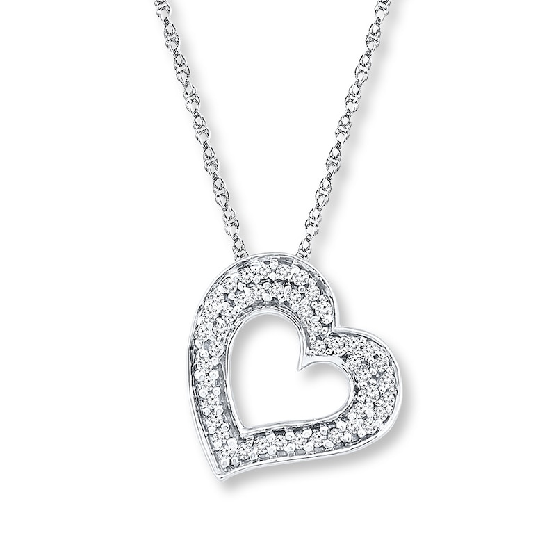 Heart Necklace 1/15 ct tw Diamonds 10K White Gold 18"