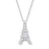 Thumbnail Image 1 of Eiffel Tower Necklace 1/20 ct tw Diamonds 10K White Gold 18&quot;