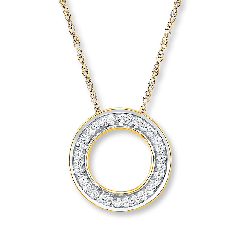 Main Image 1 of Circle Necklace 1/20 ct tw Diamonds 10K Yellow Gold 18&quot;