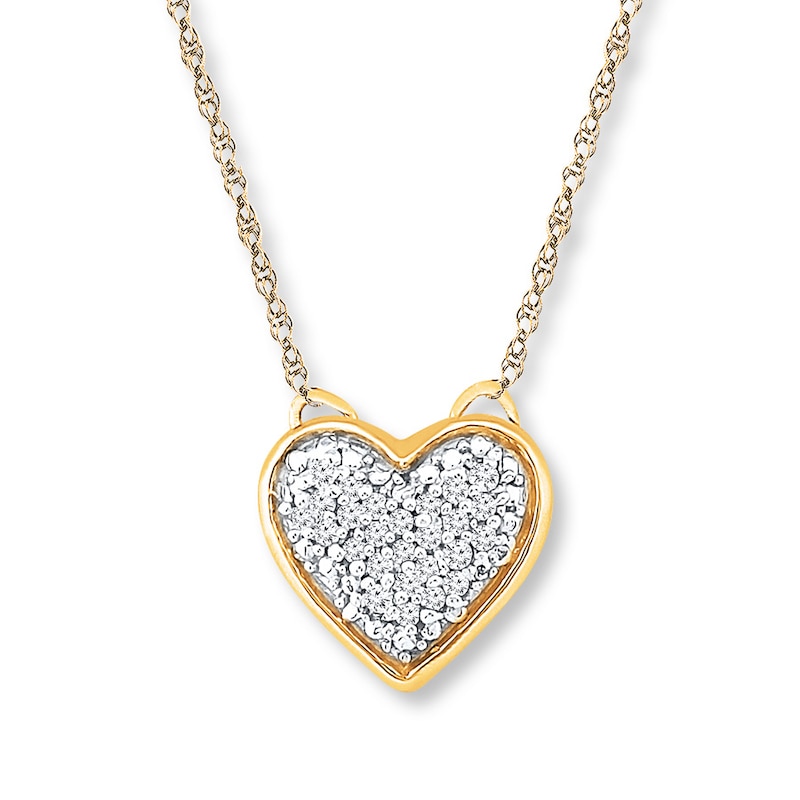 Heart Necklace 1/15 ct tw Diamonds 10K Yellow Gold 18"