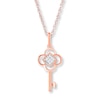 Key Necklace Diamond Accents 10K Rose Gold 18"