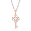 Thumbnail Image 1 of Key Necklace Diamond Accents 10K Rose Gold 18&quot;