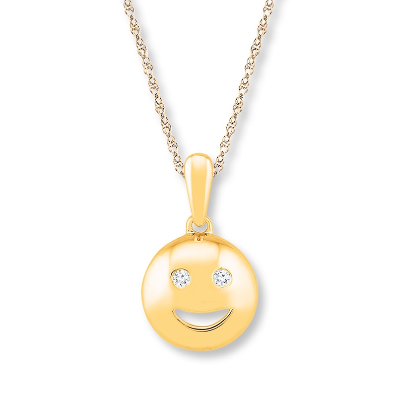 Smile Necklace Diamond Accents 10K Yellow Gold 18"