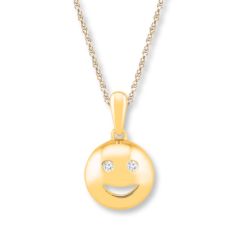 Main Image 1 of Smile Necklace Diamond Accents 10K Yellow Gold 18&quot;