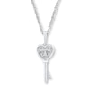 Thumbnail Image 1 of Key Necklace Diamond Accents 10K White Gold 18&quot;