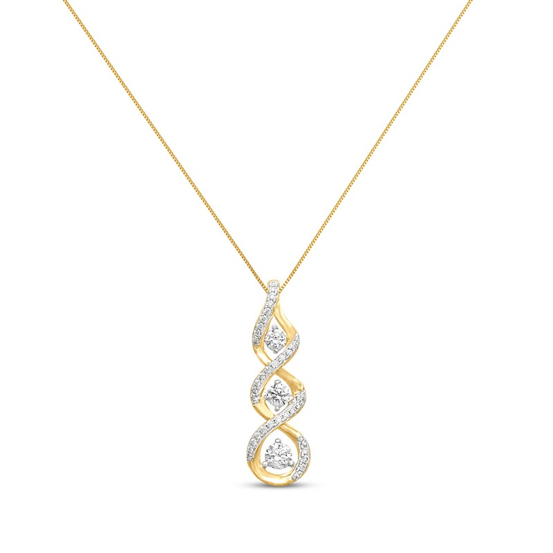 Diamond Necklace 5/8 ct tw Round-cut 10K Yellow Gold 18"
