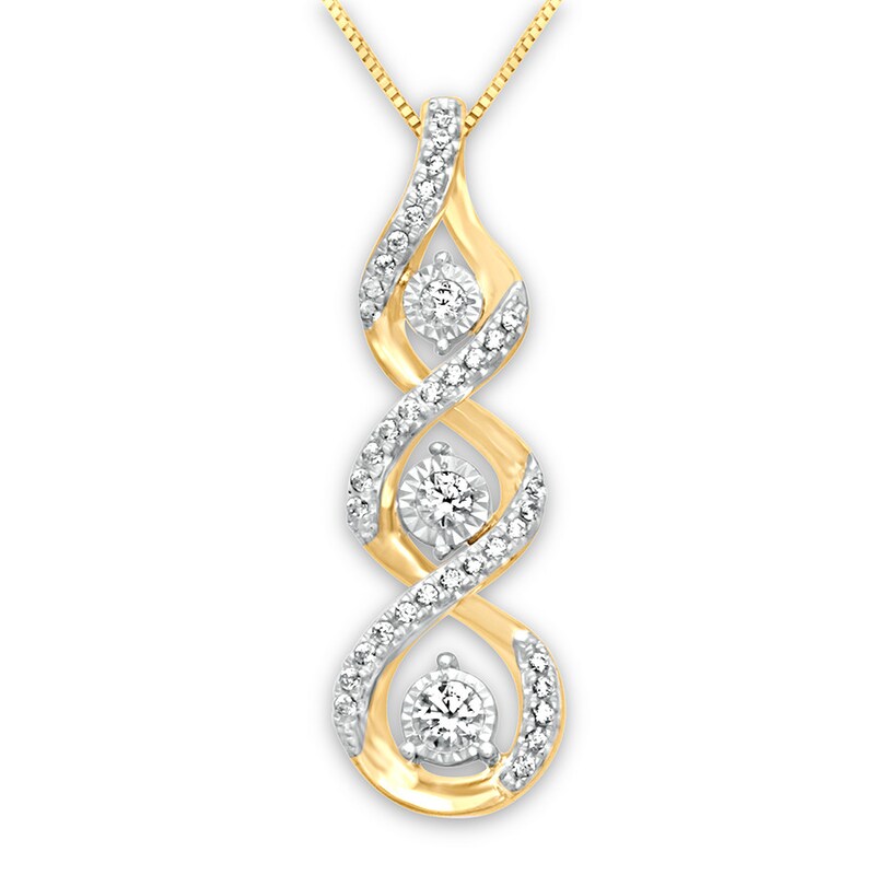Diamond Necklace 1/5 ct tw Round-cut 10K Yellow Gold 18"