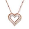 Thumbnail Image 0 of Diamond Heart Necklace 1/2 ct tw Round-cut 10K Rose Gold 19"