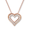 Thumbnail Image 1 of Diamond Heart Necklace 1/2 ct tw Round-cut 10K Rose Gold 19"