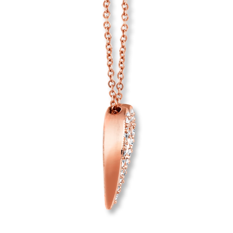 Main Image 2 of Diamond Heart Necklace 1/2 ct tw Round-cut 10K Rose Gold 19"