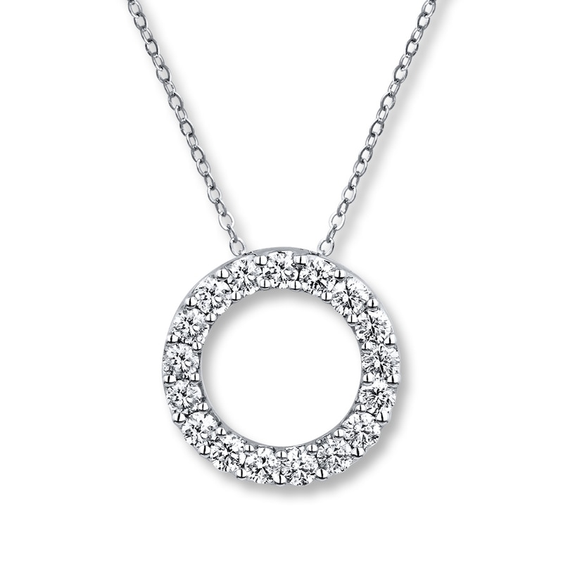 Diamond Circle Necklace 3/4 ct tw Round-cut 10K White Gold 19"