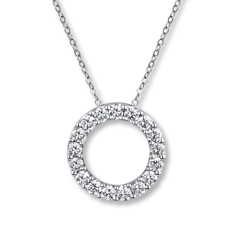 Main Image 1 of Diamond Circle Necklace 3/4 ct tw Round-cut 10K White Gold 19&quot;