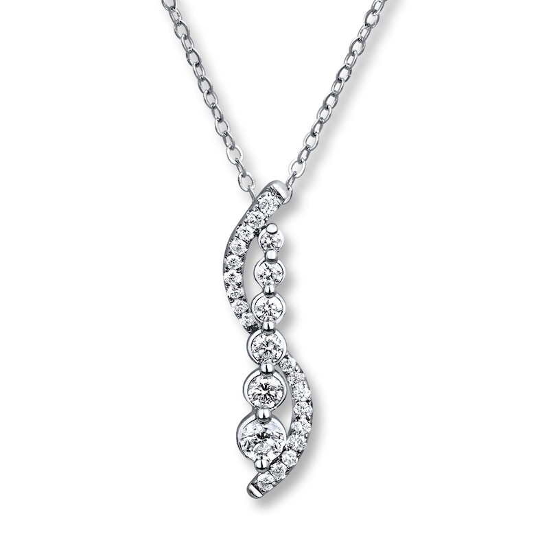 Diamond Necklace 3/4 ct tw Round-cut 10K White Gold 19"