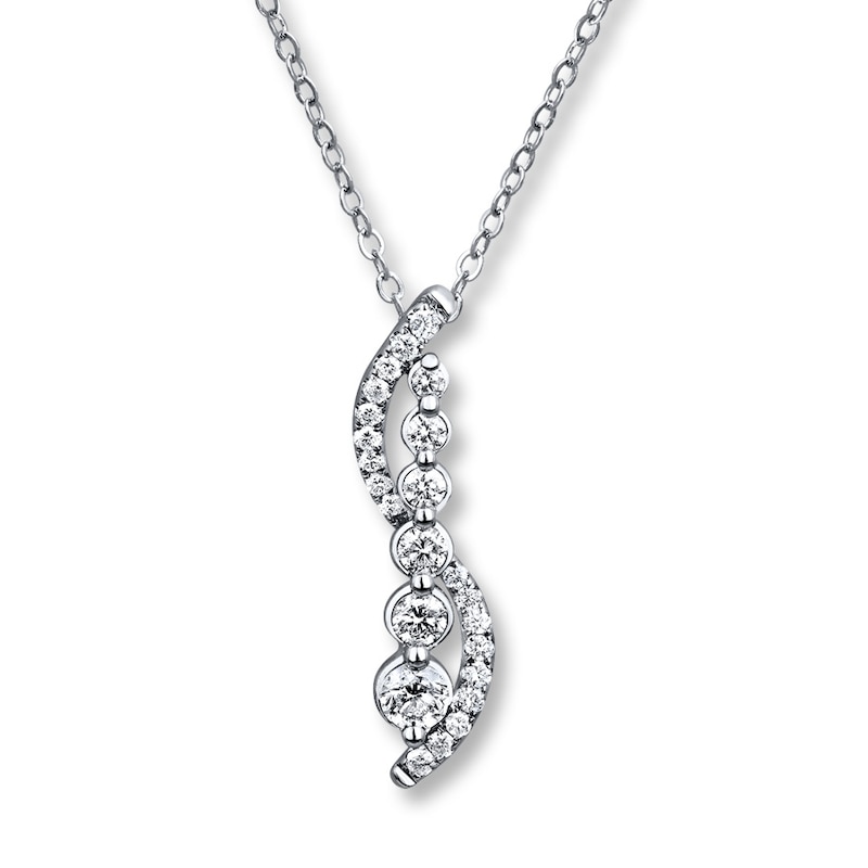Main Image 1 of Diamond Necklace 3/4 ct tw Round-cut 10K White Gold 19&quot;