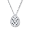 Diamond Teardrop Necklace 1/2 ct tw Round-cut 10K White Gold 19"
