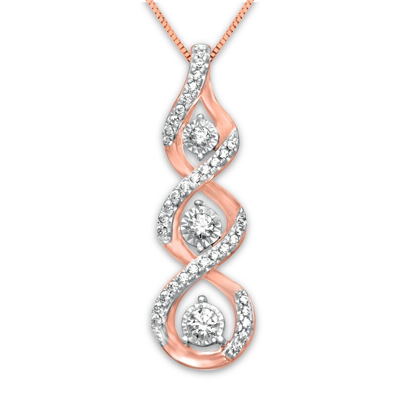 Diamond Necklace 1/5 ct tw Round-cut 10K Rose Gold 18"