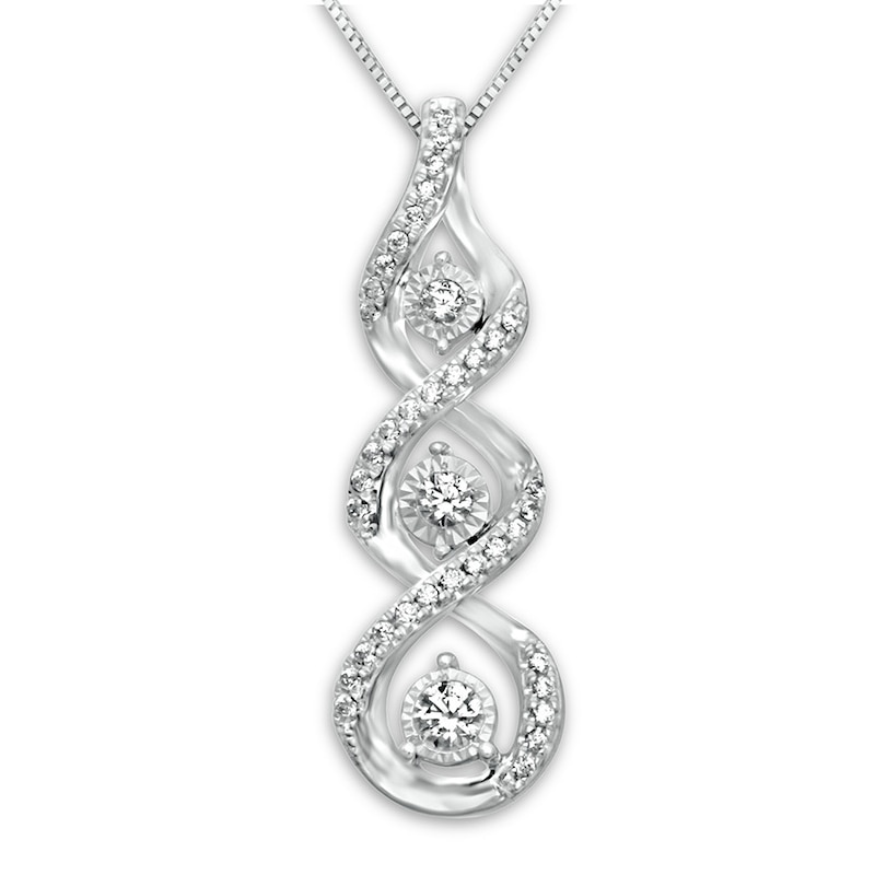 Diamond Necklace 1/5 ct tw Round-cut 10K White Gold 18"