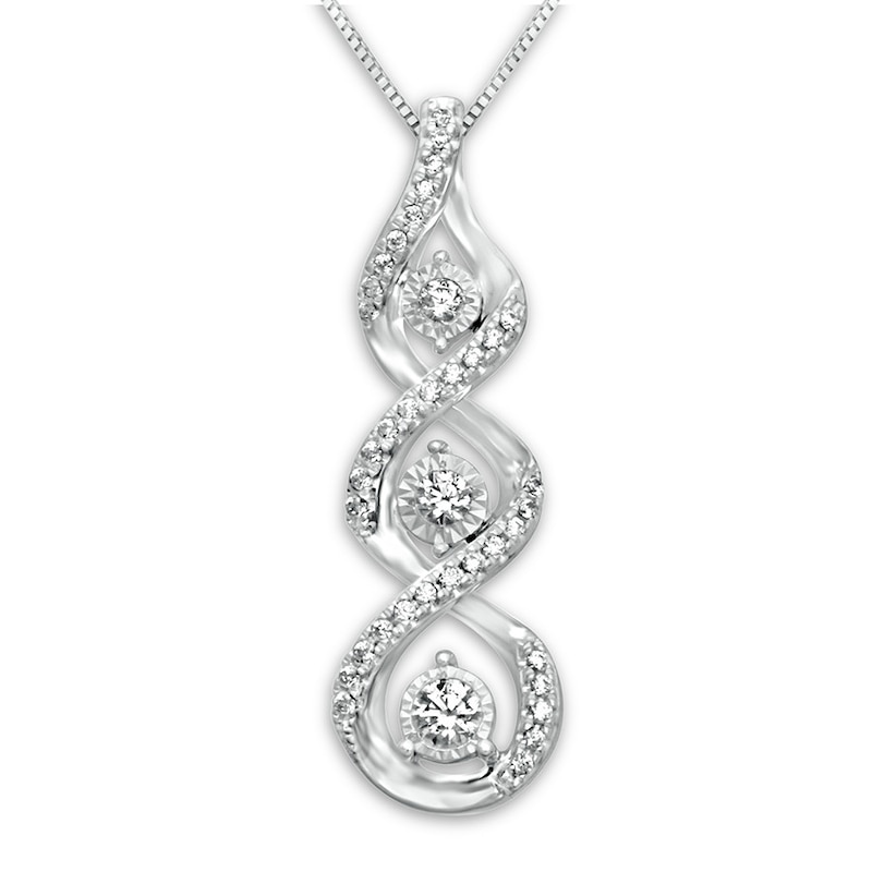 Main Image 1 of Memories Moments Magic Diamond Necklace 1/5 ct tw Round-cut 10K White Gold 18&quot;