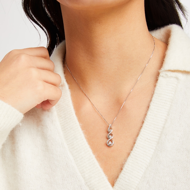Main Image 2 of Memories Moments Magic Diamond Necklace 1/5 ct tw Round-cut 10K White Gold 18&quot;