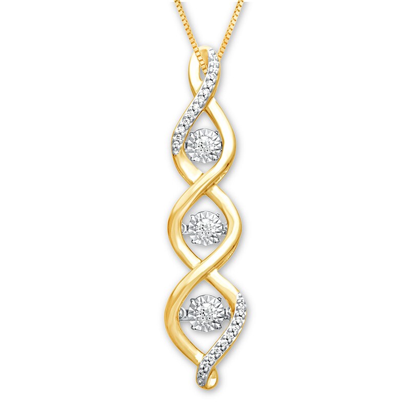 Diamonds in Rhythm Necklace 1/6 ct tw Round 10K Yellow Gold Womens