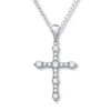 Diamond Cross Necklace 1/2 ct tw Round-cut 10K White Gold 19"
